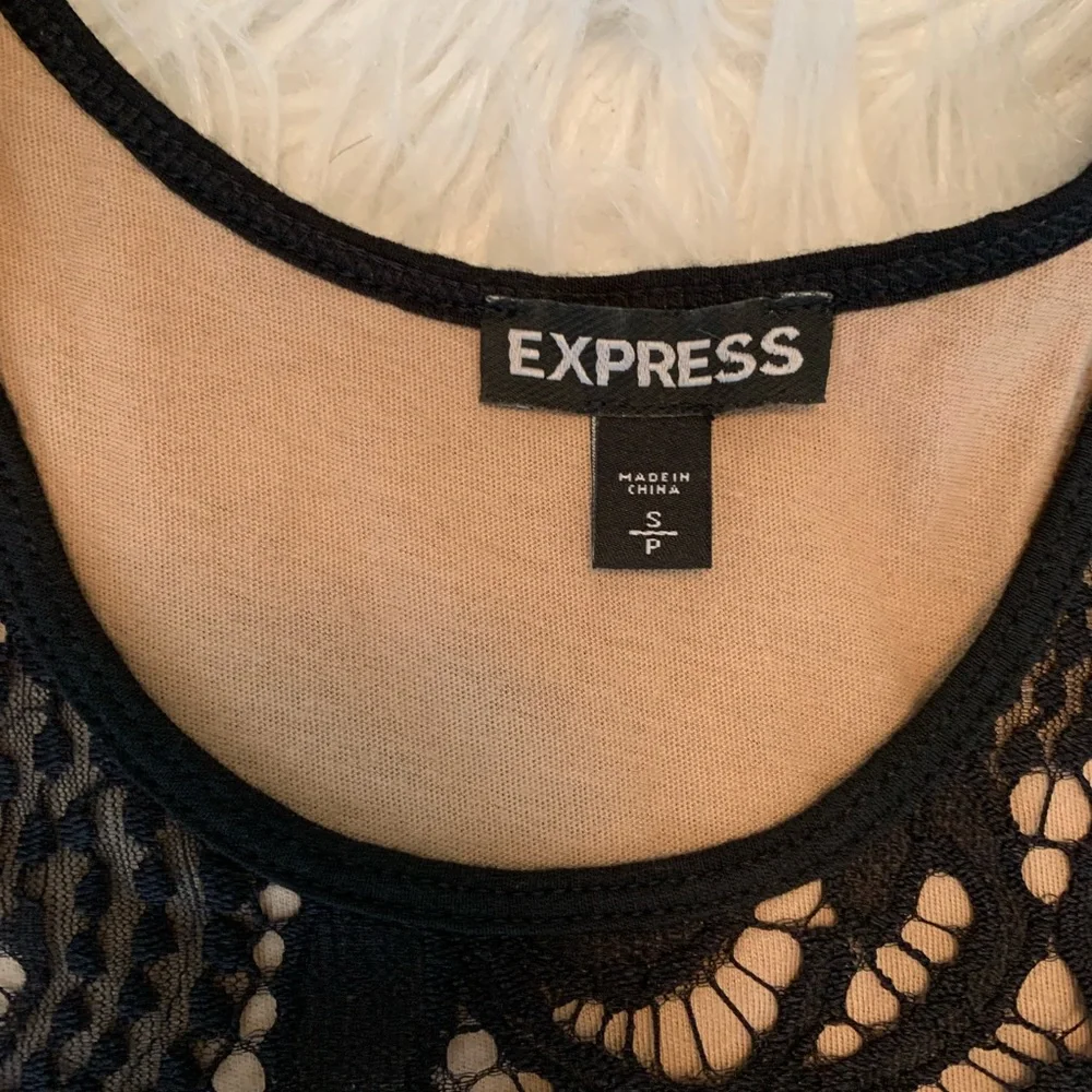 EXPRESS sz S black lace and nude sleeveless top - Picture 2 of 4